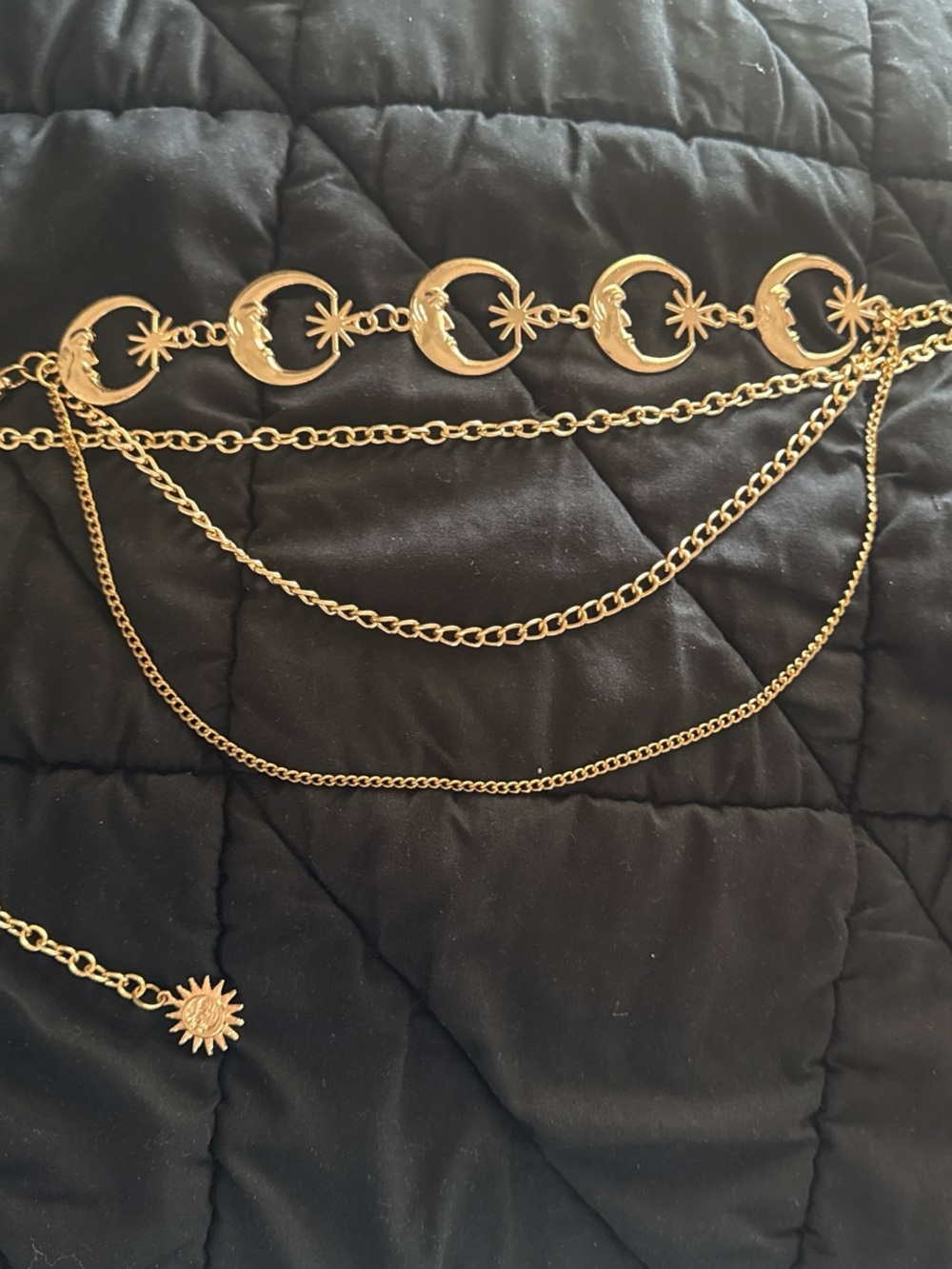 Gold Moon & Star Multi-Layer Chain Belt for Women
